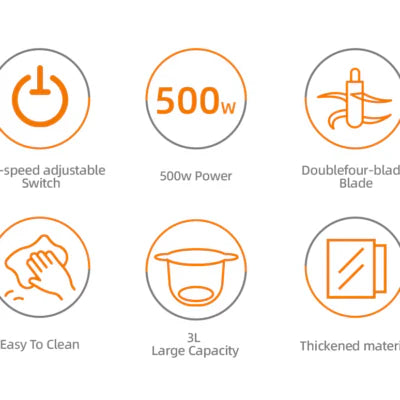 Tocător de alimente Haley HY-1238 – Putere de 500W și vas de 3L din inox pentru tocare eficientă